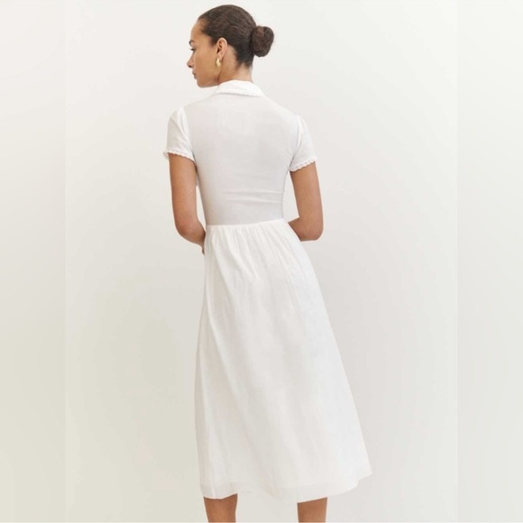 NWOT Reformation Ula in White Midi Sleeveless Collared Dress Size 10 - Picture 2 of 9